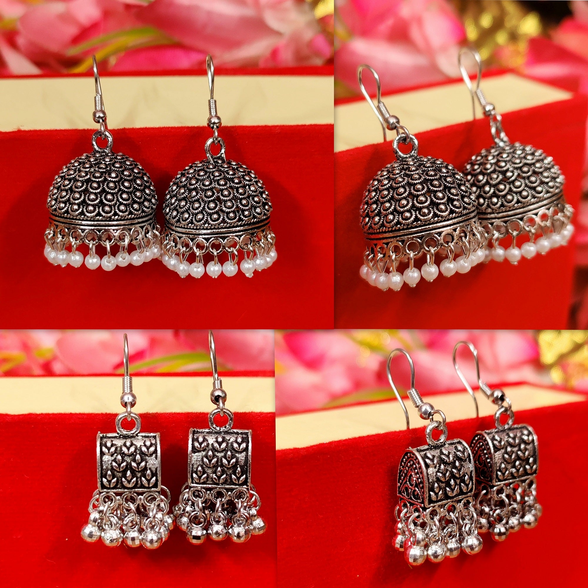 Silver Jhumka Jhumki pearl Drop Earrings-indian Earrings Oxidized German  Silver Jewelry Gifts for Her Small Earrings Dailywear Partywear - Etsy